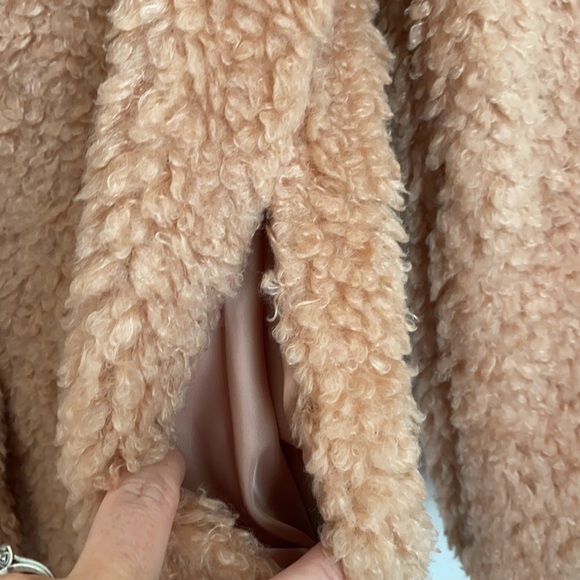 En Creme Chenille Blush Nude Fluffy Jacket Coat - Picture 5 of 7